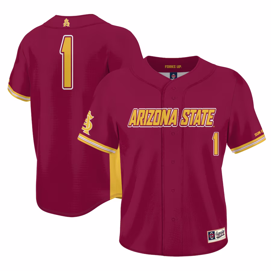 #1 Arizona State Sun Devils GameDay Greats Lightweight Baseball Jersey - Maroon - Ujersey