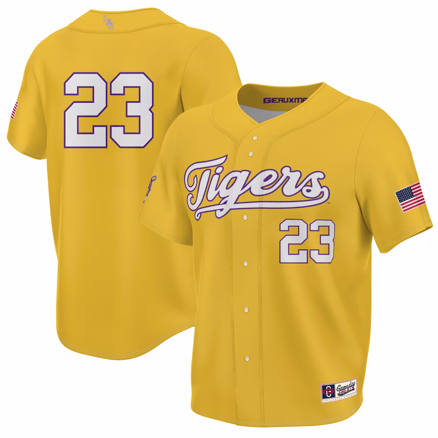#23 LSU Tigers GameDay Greats Unisex 2023 NCAA Men's Baseball College World Series Champions Lightweight Jersey - Gold - Ujersey