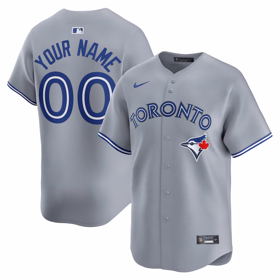 Men's Toronto Blue Jays  Nike Gray Away Limited Custom Jersey - Ujersey