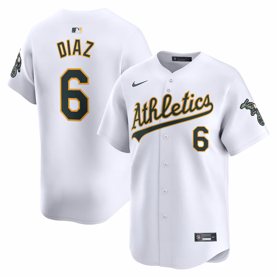 Men's Oakland Athletics Jordan Diaz Nike White Home Limited Player Jersey - Ujersey