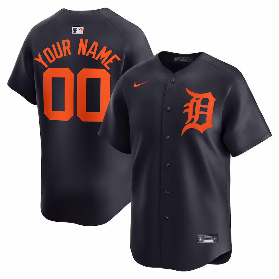 Men's Detroit Tigers  Nike Navy  Alternate Limited Custom Jersey - Ujersey