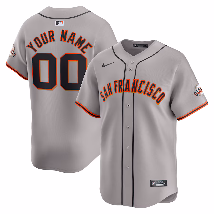 Men's San Francisco Giants  Nike Gray Away Limited Custom Jersey - Ujersey