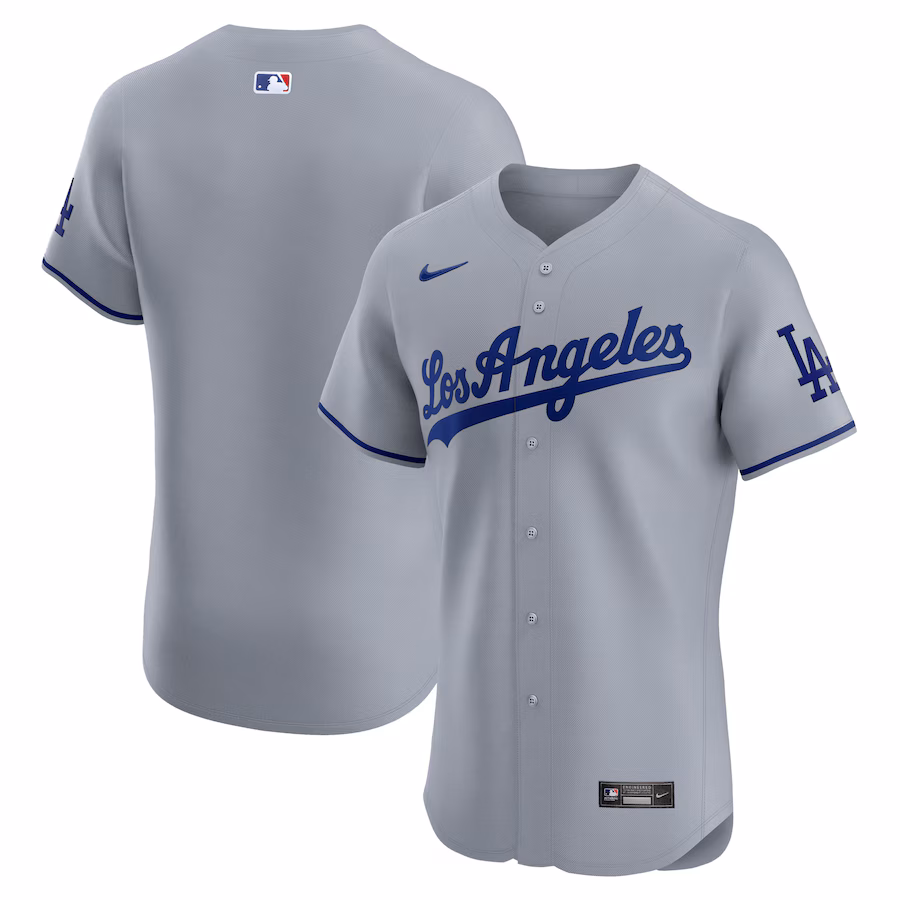 Men's Los Angeles Dodgers  Nike Gray Road Vapor Premier Elite Patch Jersey - Ujersey