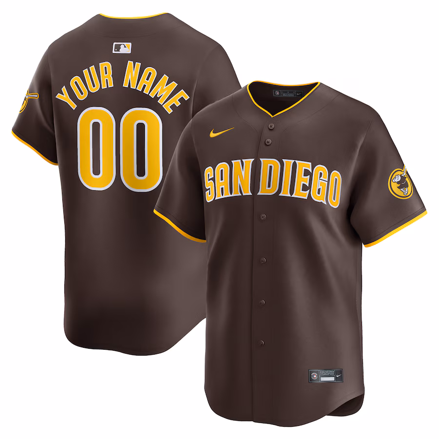Men's San Diego Padres  Nike Brown Away Limited Custom Jersey - Ujersey