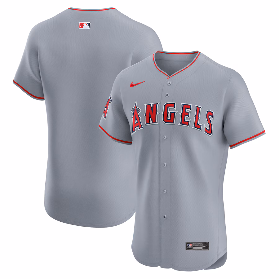 Men's Los Angeles Angels  Nike Gray Road Vapor Premier Elite Patch Jersey - Ujersey