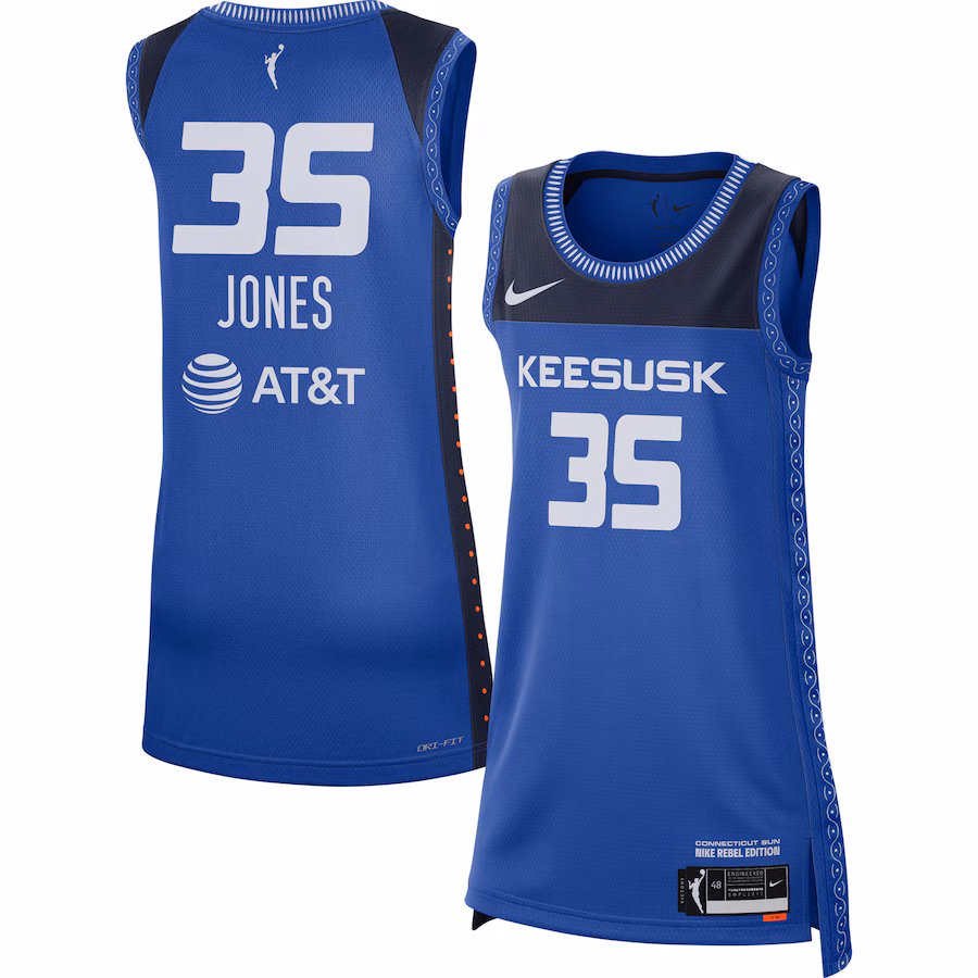 Women's Connecticut Sun Jonquel Jones Nike Blue 2021 Rebel Edition Victory Player Jersey - Ujersey