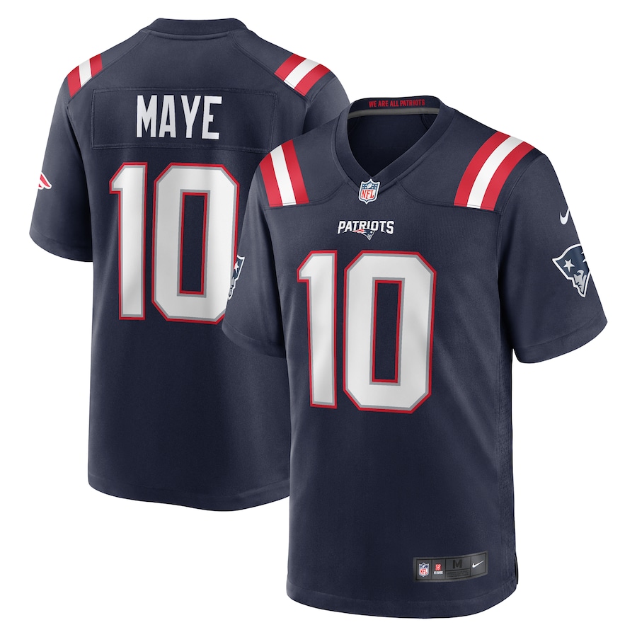Men's New England Patriots Drake Maye Nike Navy 2024 NFL Draft First Round Pick Player Game Jersey - Ujersey