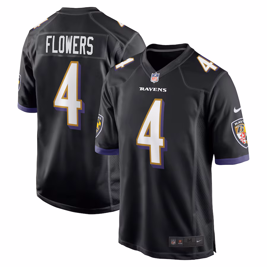 Men's Baltimore Ravens Zay Flowers Nike Black Team Game Jersey - Ujersey