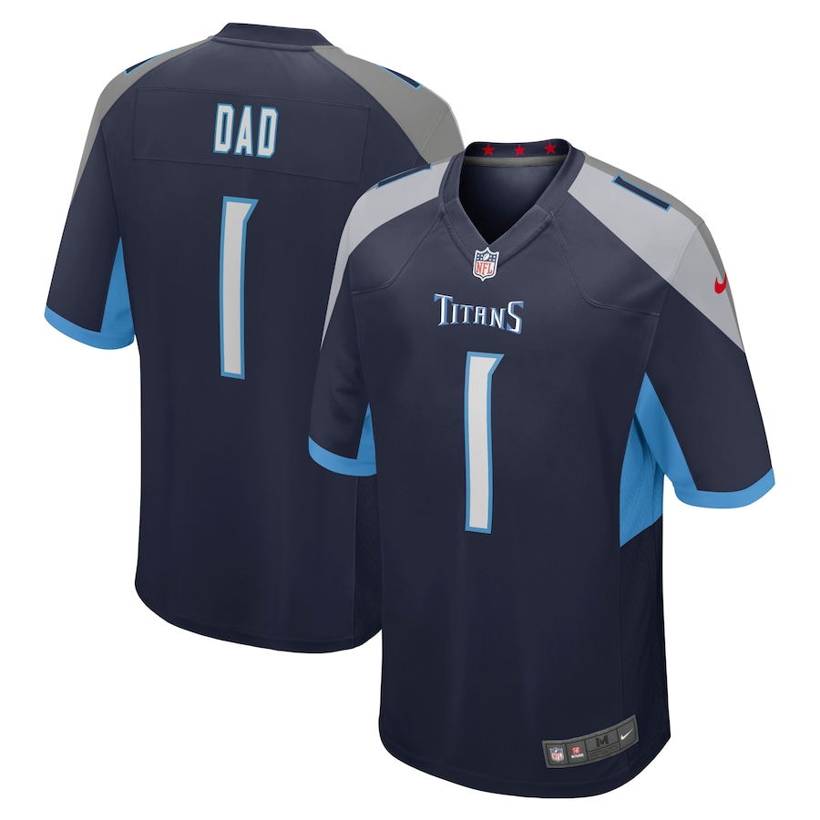 Men's Tennessee Titans Number 1 Dad Nike Navy Game Jersey - Ujersey