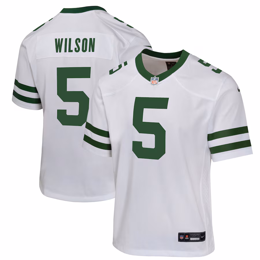 Youth New York Jets Garrett Wilson Nike Legacy White Game Jersey - Ujersey