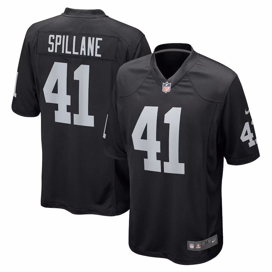 Men's Las Vegas Raiders Robert Spillane Nike Black Game Player Jersey - Ujersey
