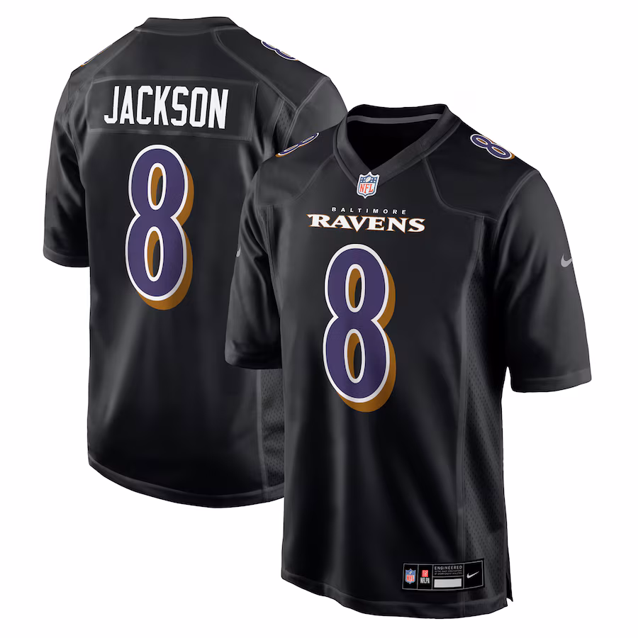 Men's Baltimore Ravens Lamar Jackson Nike Black Fashion Game Jersey - Ujersey
