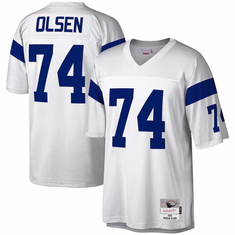 Men's Los Angeles Rams Merlin Olsen Mitchell & Ness White Legacy Replica Jersey - Ujersey
