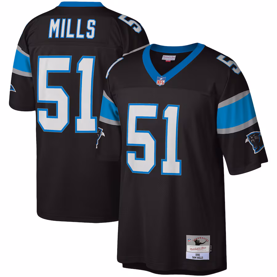 Men's Carolina Panthers Sam Mills Mitchell & Ness Black Legacy Replica Jersey - Ujersey