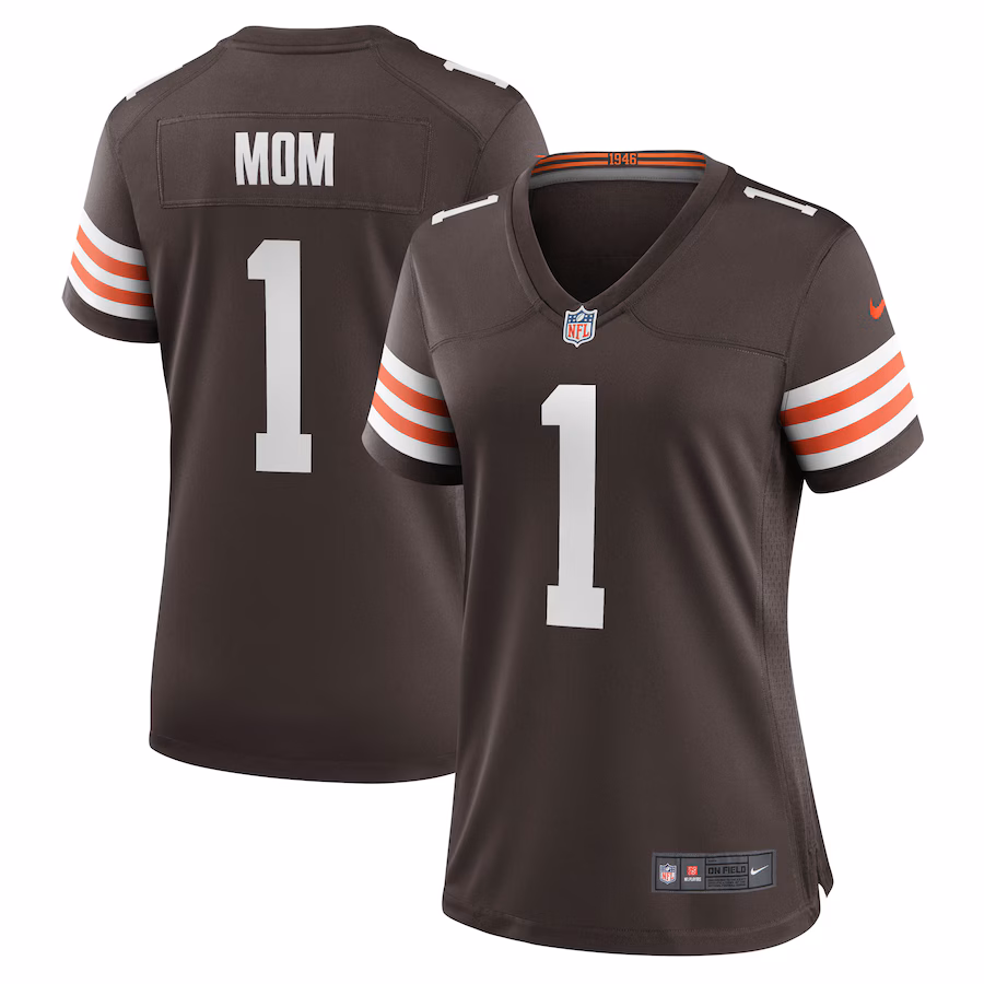 Women's Cleveland Browns Number 1 Mom Nike Brown Game Jersey - Ujersey