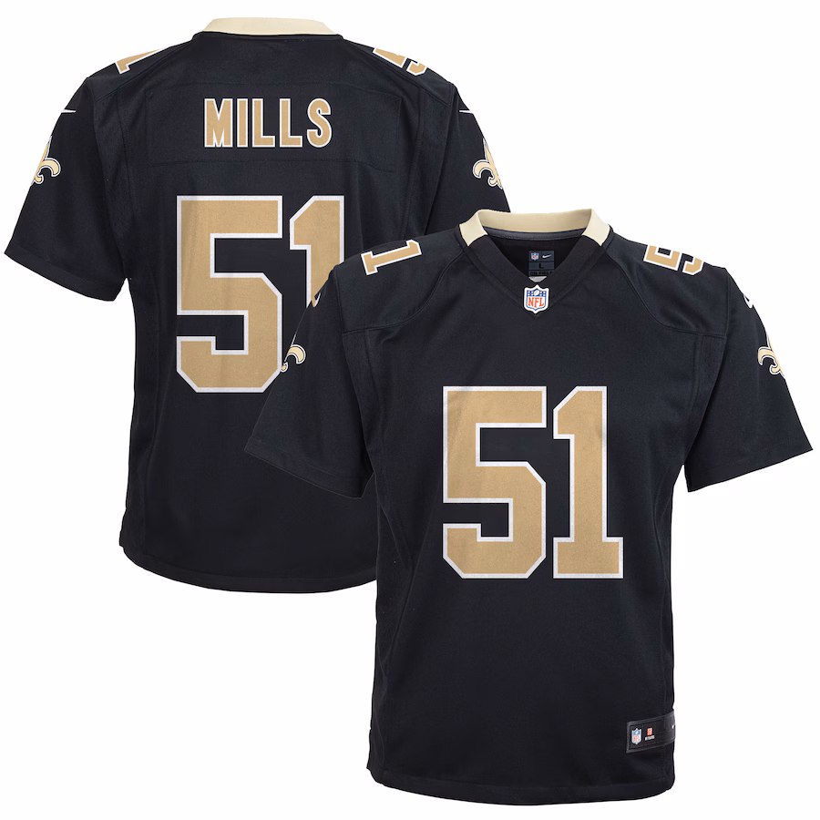 Youth New Orleans Saints Sam Mills Nike Black Retired Game Jersey - Ujersey