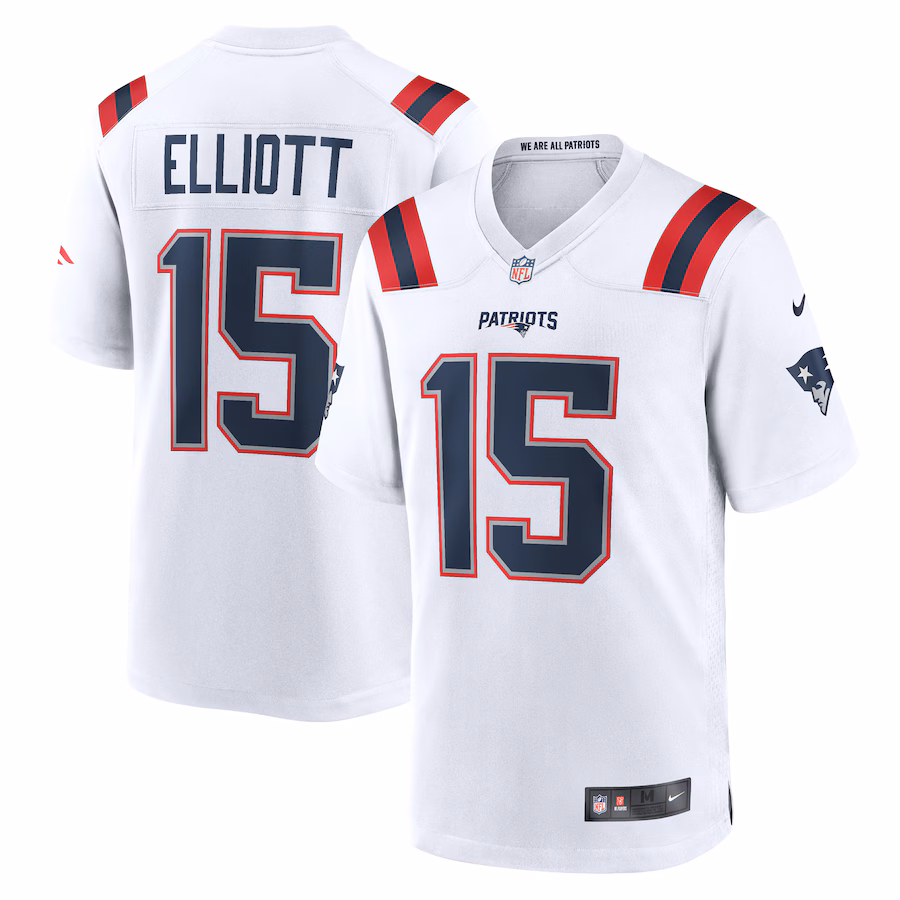 Men's New England Patriots Ezekiel Elliott Nike White Game Player Jersey - Ujersey