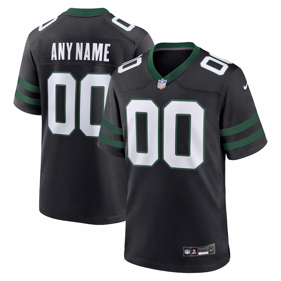 Men's New York Jets  Nike Legacy Black Alternate Custom Game Jersey - Ujersey