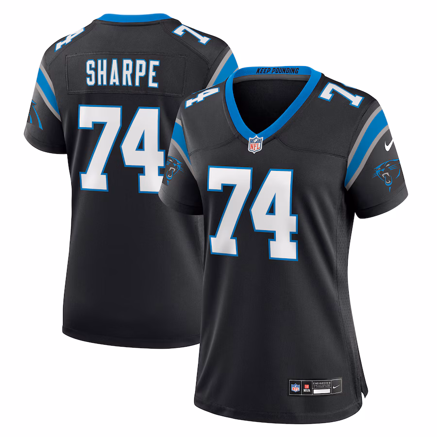 Women's Carolina Panthers David Sharpe Nike  Black Team Game Jersey - Ujersey