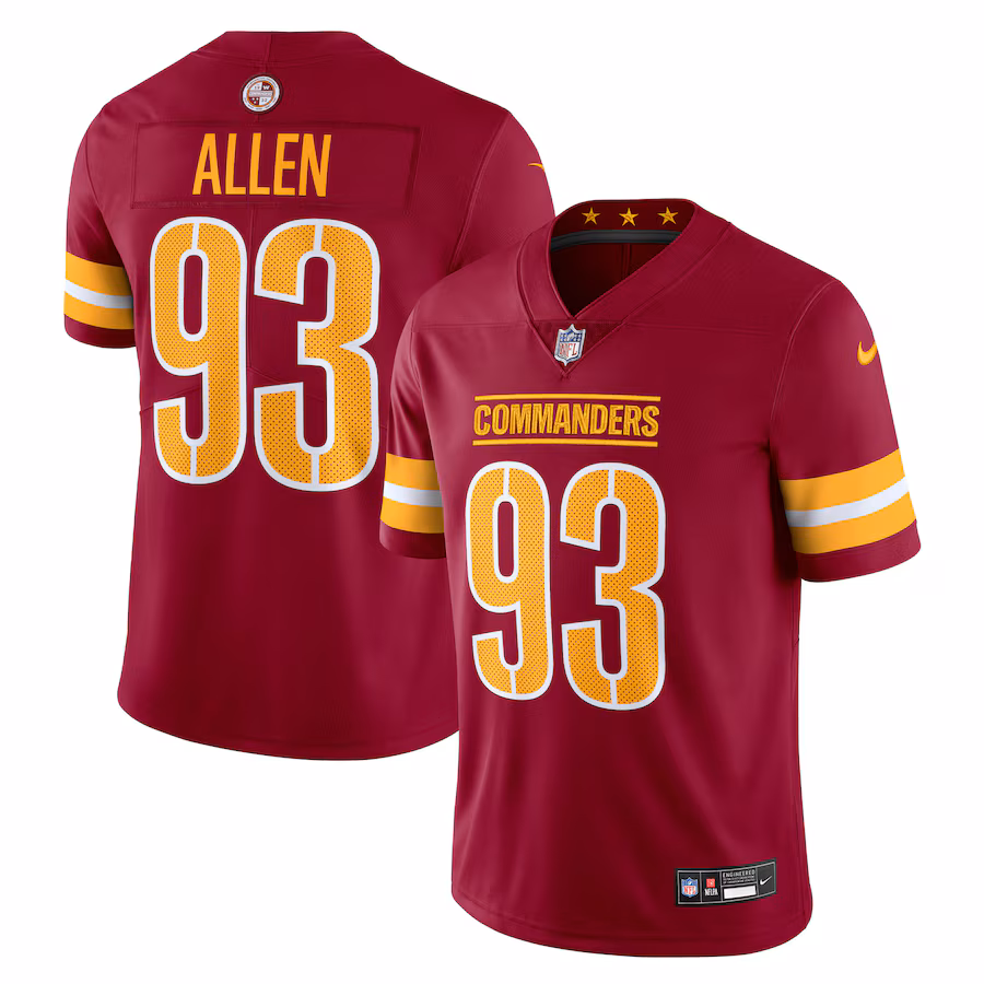 Men's Washington Commanders Jonathan Allen Nike Burgundy  Vapor Untouchable Limited Jersey - Ujersey