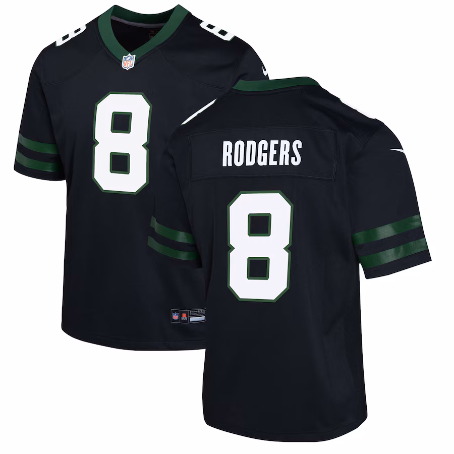 Youth New York Jets Aaron Rodgers Nike Legacy Black Alternate Game Jersey - Ujersey