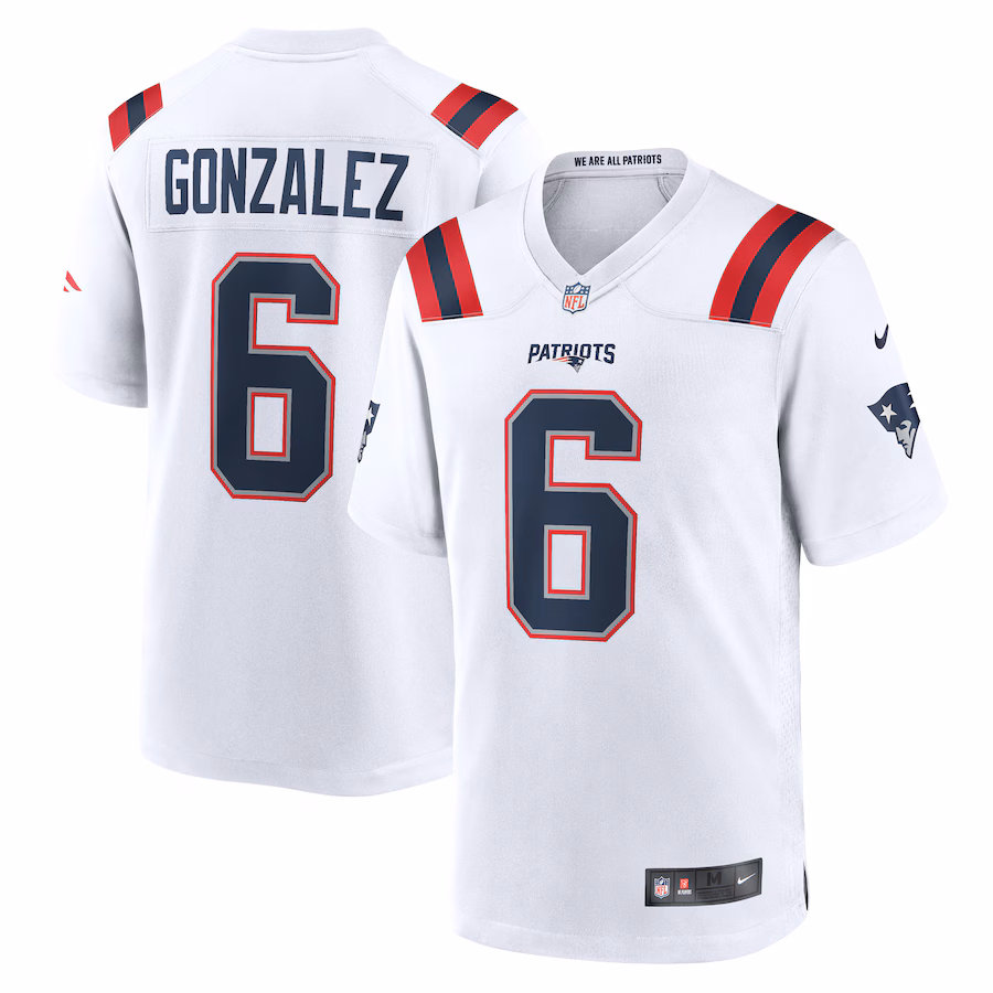 Men's New England Patriots Christian Gonzalez Nike  White  Game Jersey - Ujersey