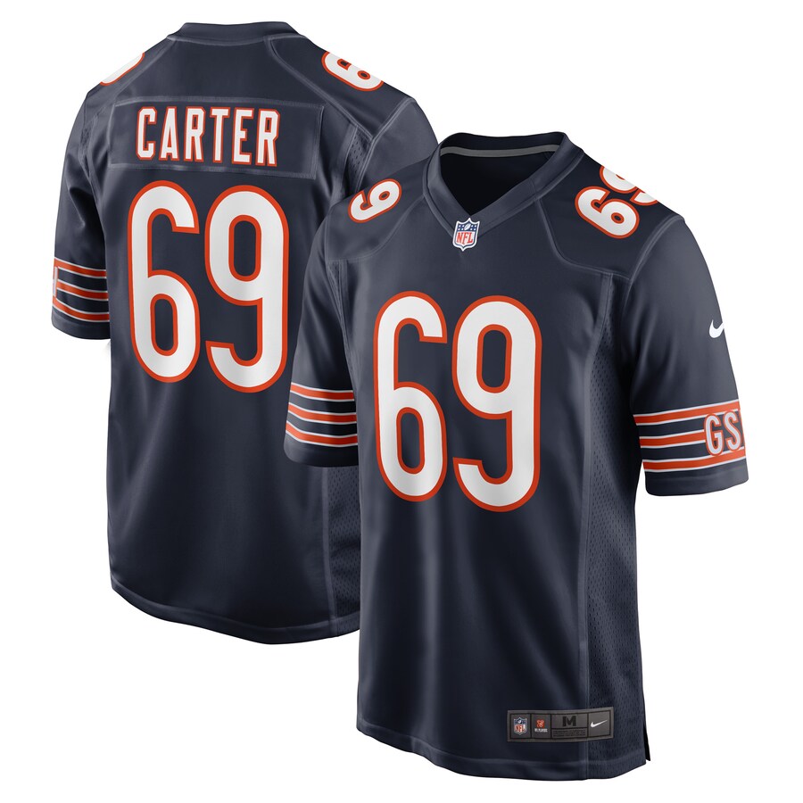 Men's Chicago Bears Ja'Tyre Carter Nike Navy Game Player Jersey - Ujersey