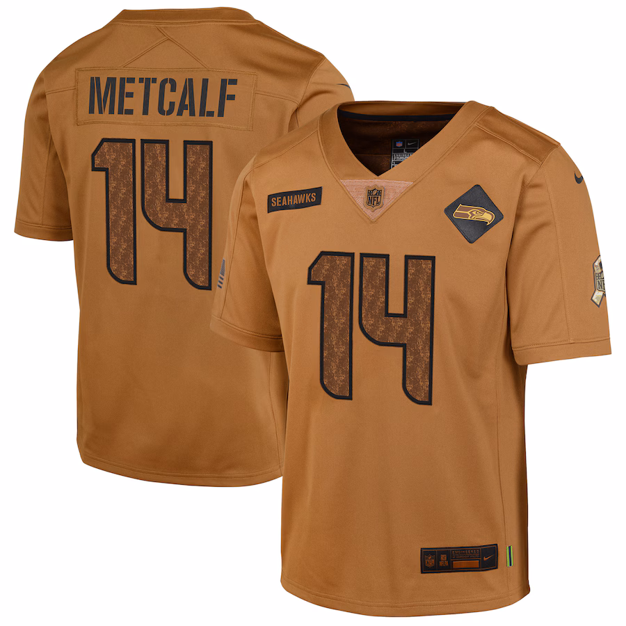 Youth Seattle Seahawks DK Metcalf Nike Brown 2023 Salute To Service Limited Jersey - Ujersey