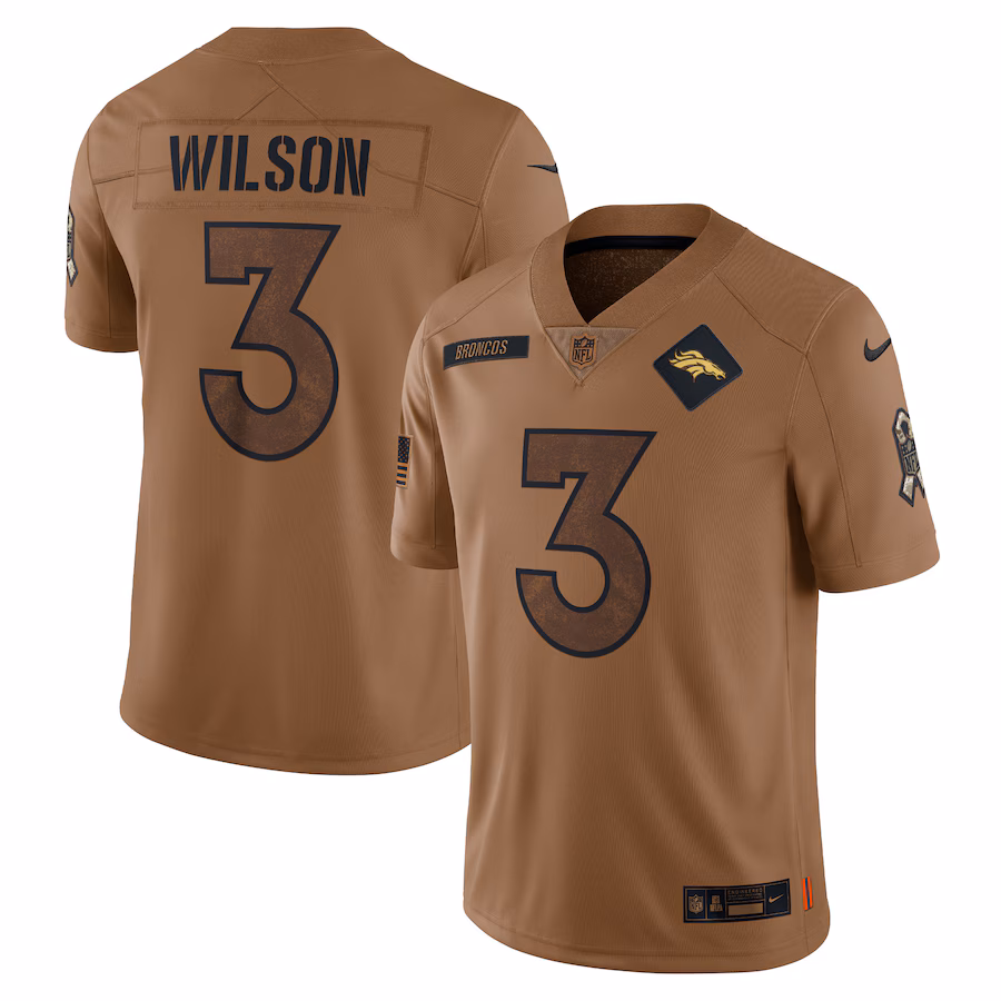 Men's Denver Broncos Russell Wilson Nike Brown 2023 Salute To Service Limited Jersey - Ujersey