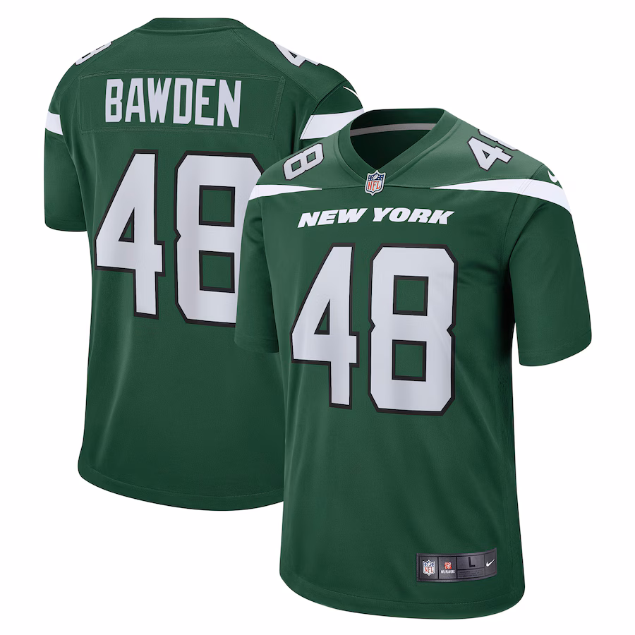 Men's New York Jets Nick Bawden Nike Gotham Green Game Player Jersey - Ujersey