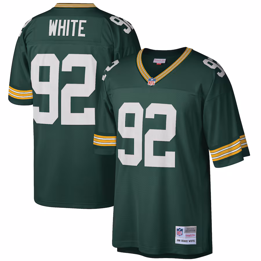 Men's Green Bay Packers Reggie White Mitchell & Ness Green Big & Tall 1996 Retired Player Replica Jersey - Ujersey