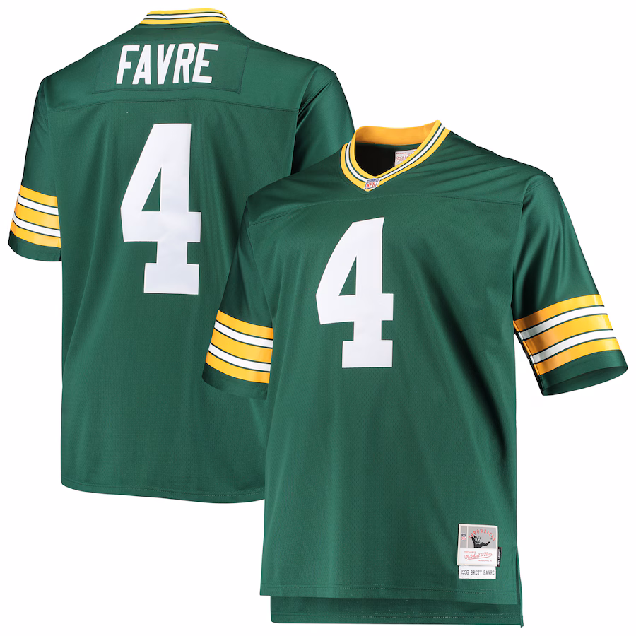 Men's Green Bay Packers Brett Favre Mitchell & Ness Green Big & Tall 1996 Retired Player Replica Jersey - Ujersey