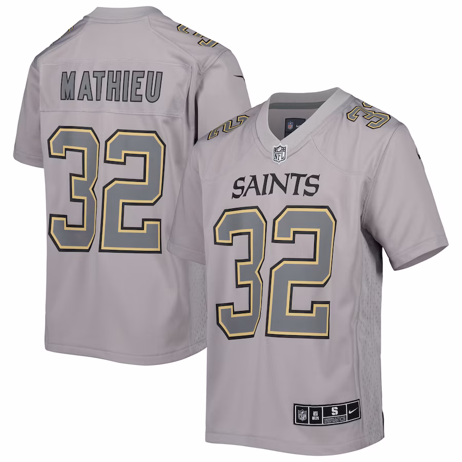 Youth New Orleans Saints Tyrann Mathieu Nike Gray Atmosphere Game Jersey - Ujersey