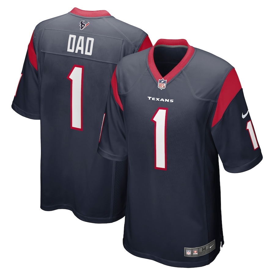 Men's Houston Texans Number 1 Dad Nike Navy Game Jersey - Ujersey