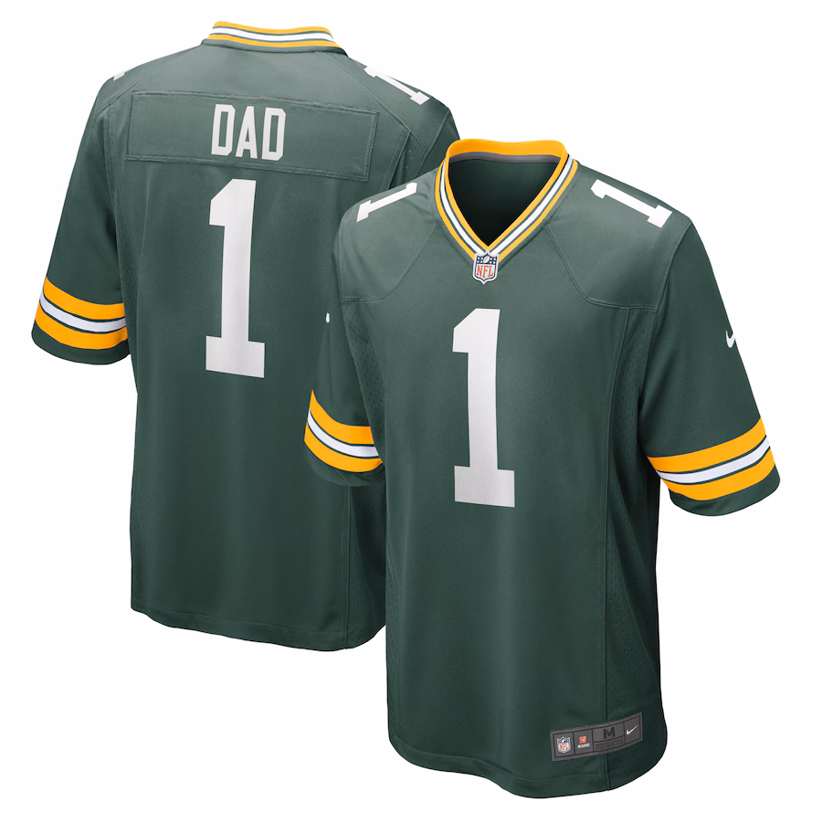 Men's Green Bay Packers Number 1 Dad Nike Green Game Jersey - Ujersey