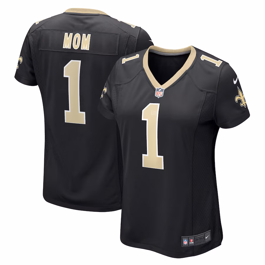 Women's New Orleans Saints Number 1 Mom Nike Black Game Jersey - Ujersey