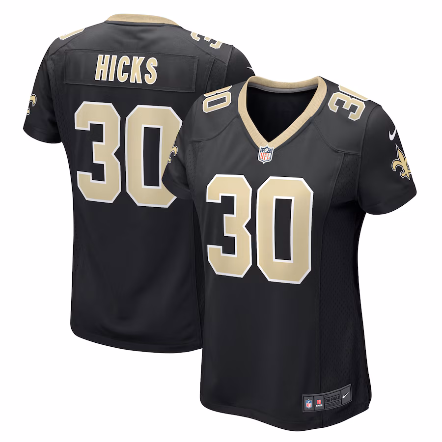 Women's New Orleans Saints Faion Hicks Nike  Black  Game Jersey - Ujersey