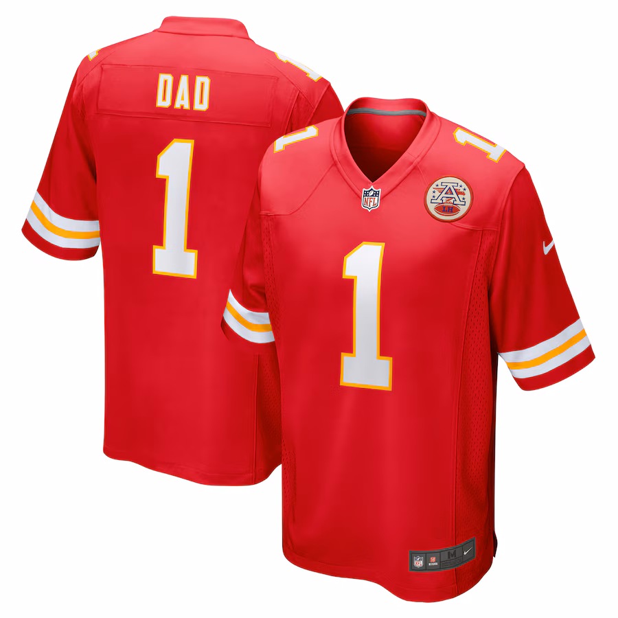 Men's Kansas City Chiefs Number 1 Dad Nike Red Game Jersey - Ujersey