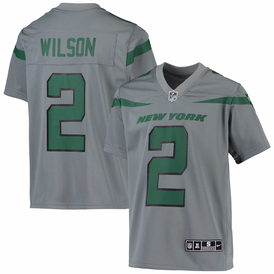 Youth New York Jets Zach Wilson Nike Gray Inverted Team Game Jersey - Ujersey