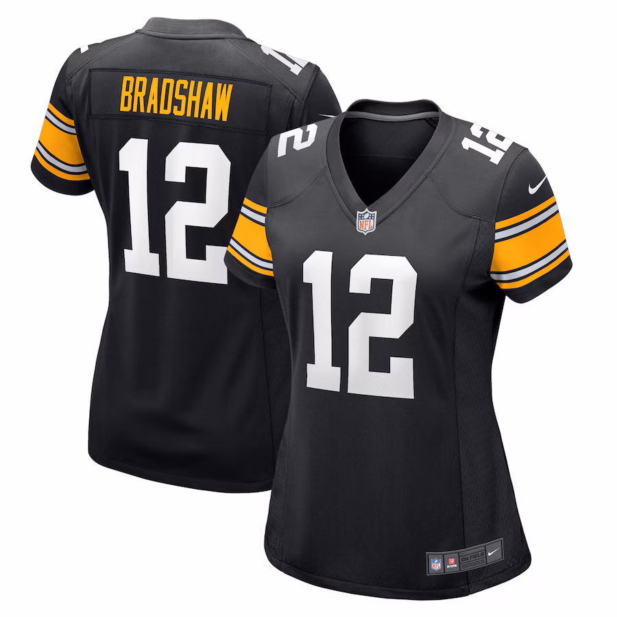 Women's Pittsburgh Steelers Terry Bradshaw Nike Black Retired Player Jersey - Ujersey