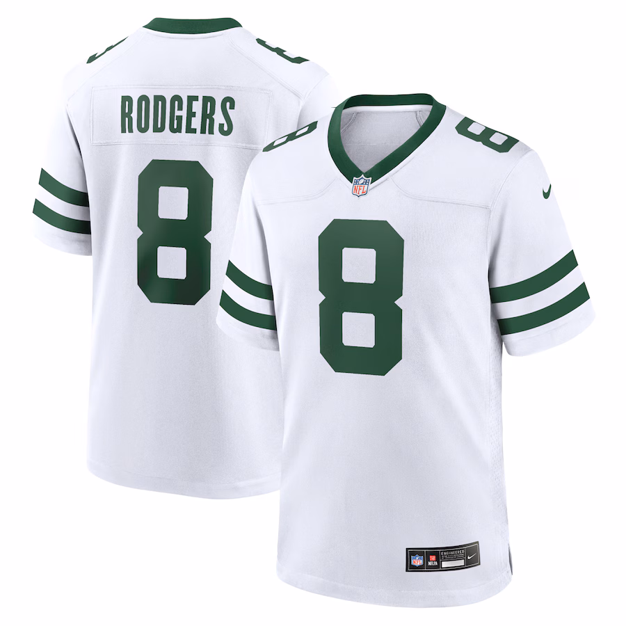 Men's New York Jets Aaron Rodgers Nike Legacy White Game Jersey - Ujersey
