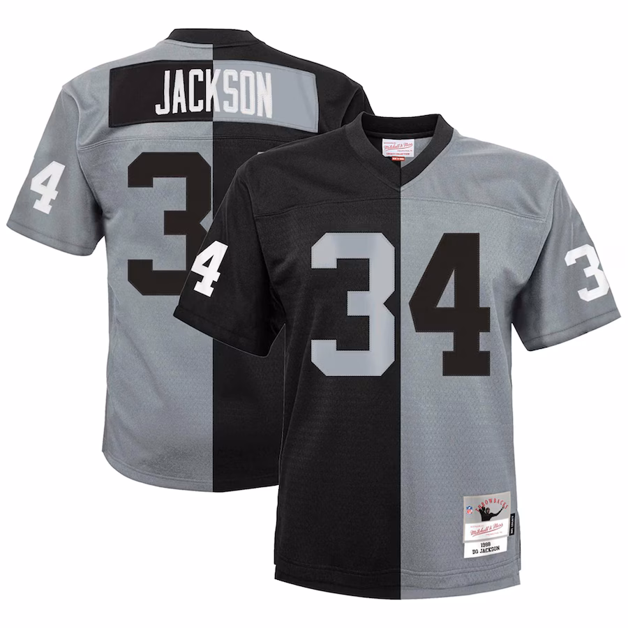 Youth Las Vegas Raiders Bo Jackson Mitchell & Ness Black/Silver Split Legacy Jersey - Ujersey