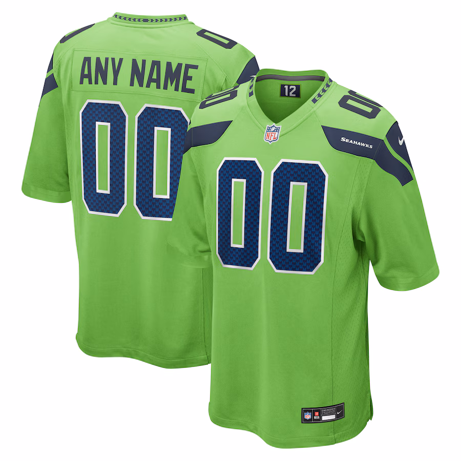 Men's Seattle Seahawks Nike Neon Green Alternate Custom Game Jersey - Ujersey