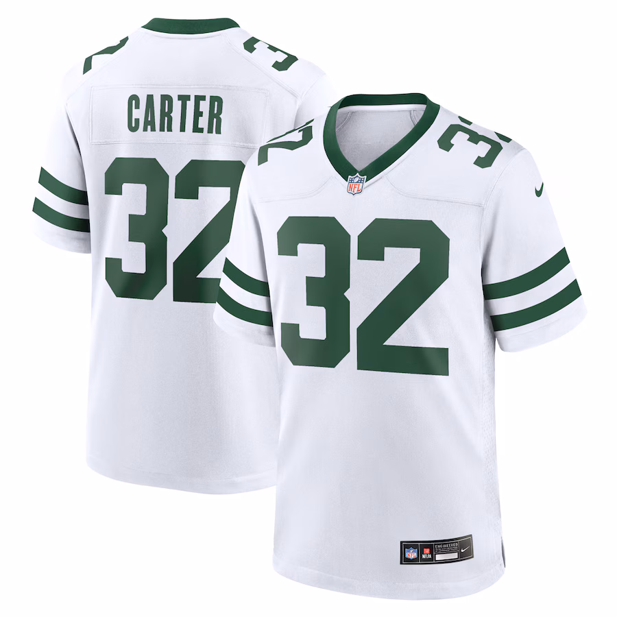 Men's New York Jets Michael Carter Nike Legacy White Game Jersey - Ujersey