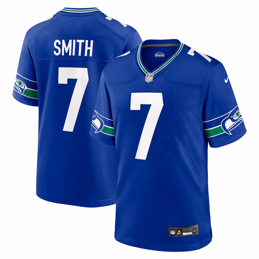 Men's Seattle Seahawks Geno Smith Nike Royal Throwback Player Game Jersey - Ujersey