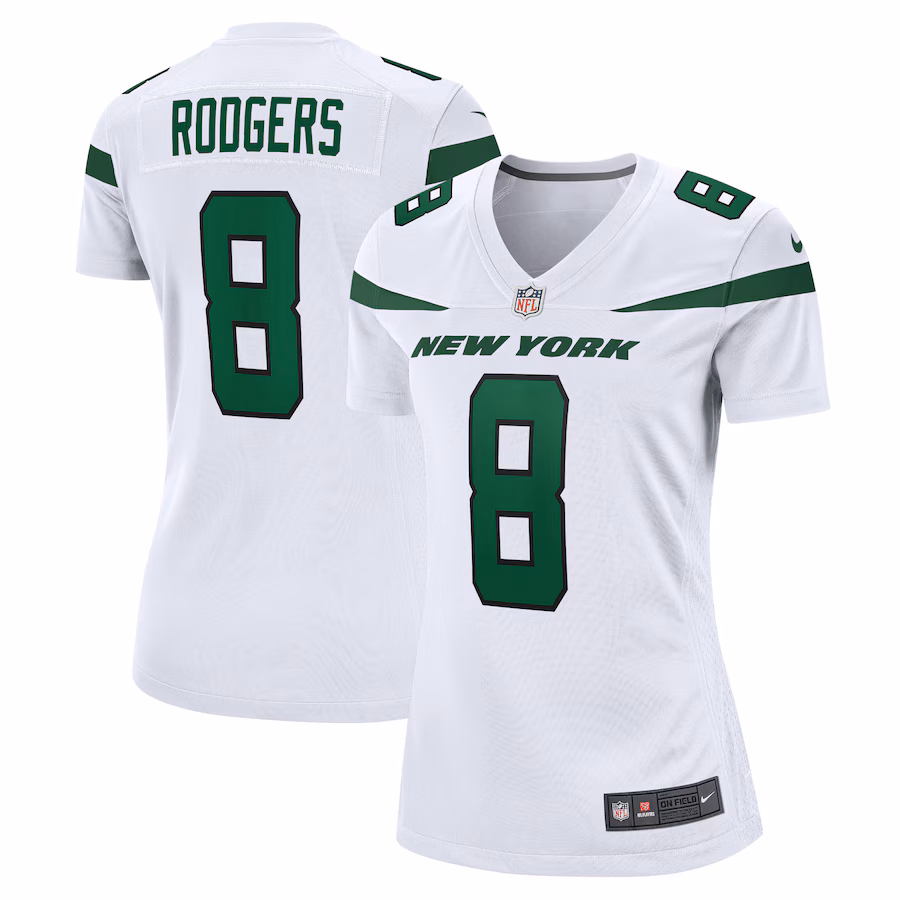 Women's New York Jets Aaron Rodgers Nike White Player Jersey - Ujersey