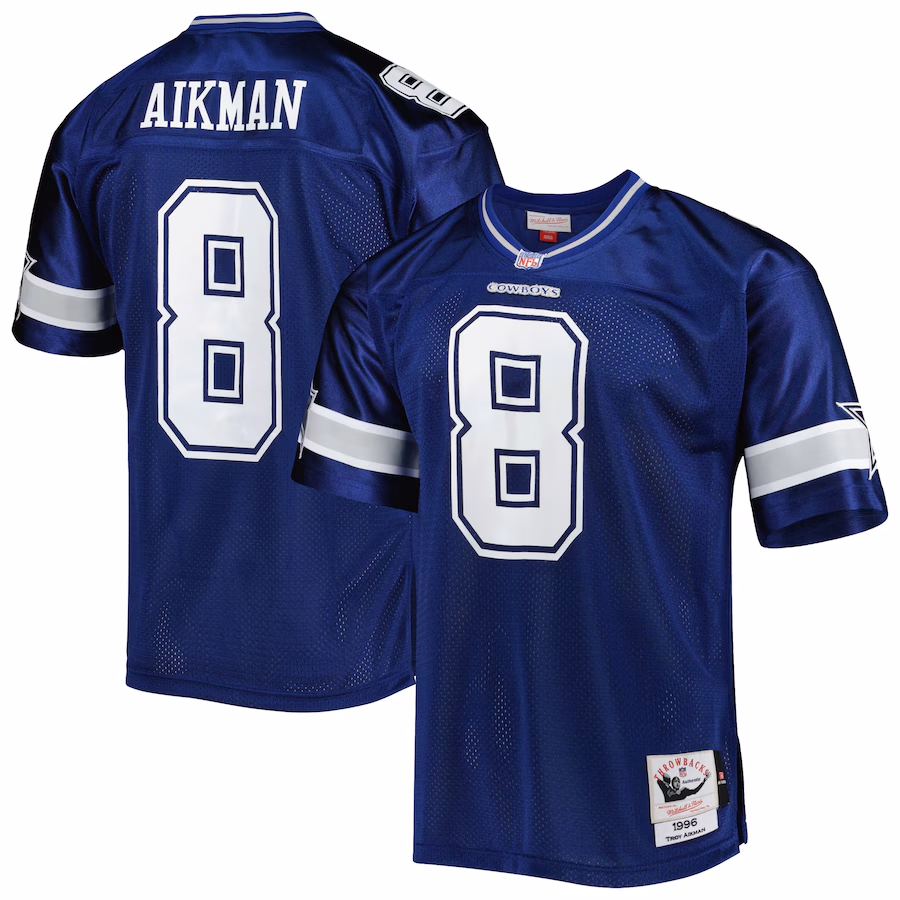 Men's Dallas Cowboys 1996 Troy Aikman Mitchell & Ness Navy Authentic Throwback Retired Player Jersey - Ujersey
