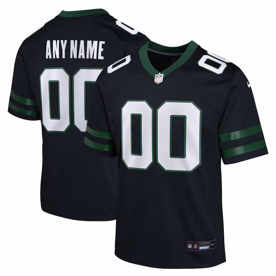 Youth New York Jets  Nike Legacy Black Alternate Custom Game Jersey - Ujersey