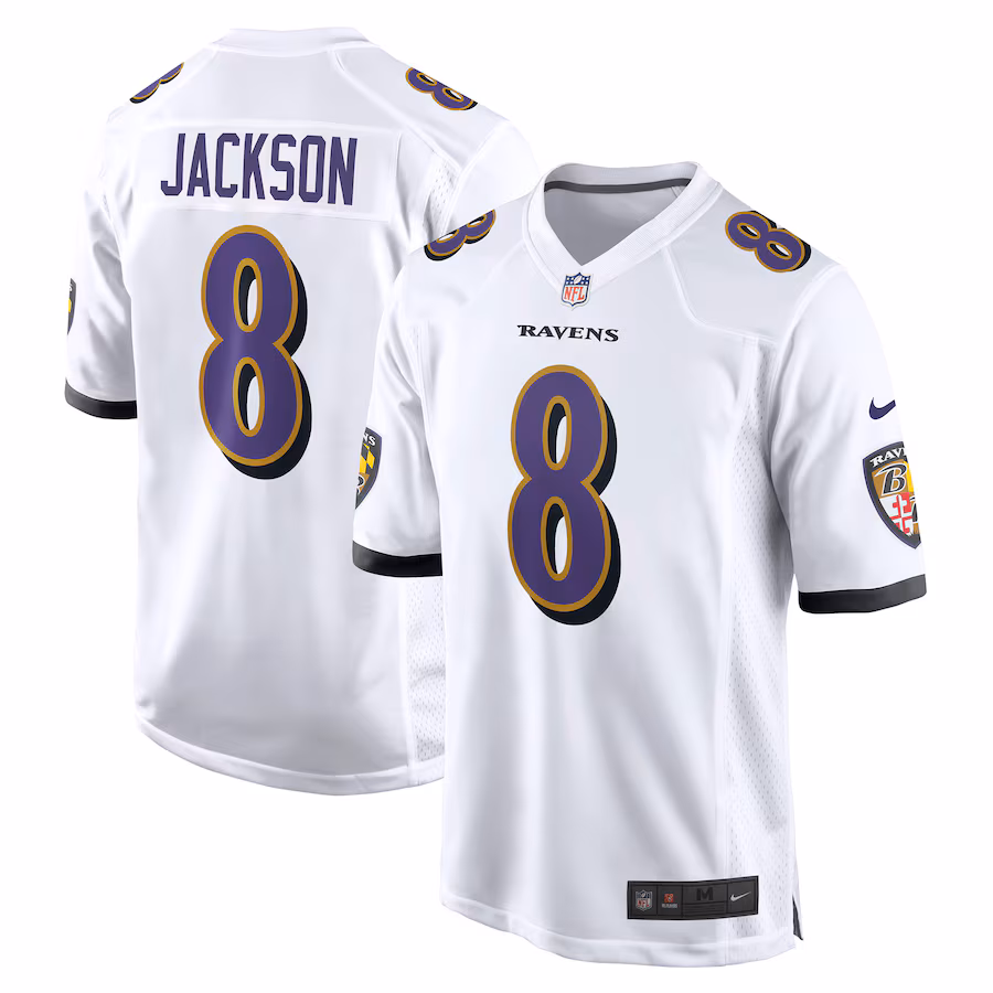 Men's Baltimore Ravens Lamar Jackson Nike White Game Jersey - Ujersey