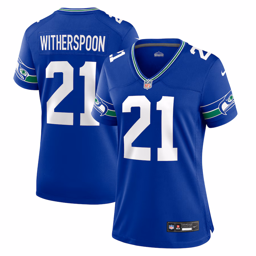 Women's Seattle Seahawks Devon Witherspoon Nike Royal Throwback Player Game Jersey - Ujersey